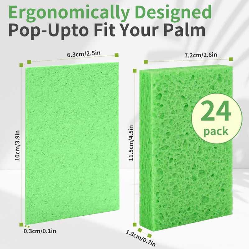 biguphate Kitchen Sponges 24 PCS- Compressed Cellulose Sponges Non-Scratch Natural Dish Sponge for Kitchen Bathroom Cars, Funny Cut-Outs DIY for Kids - Image 2